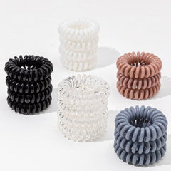 Spiral Coil Hair Ties for Thick Hair - Elastic Ponytail Holders - Waterproof