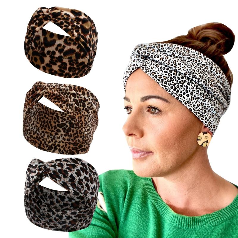Leopard Print Headbands For Women Workout Yoga Sports Hair Band