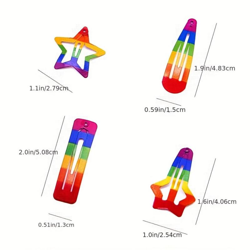 10PCS Rainbow Snap Clip Hair Accessories Y2K Headdress