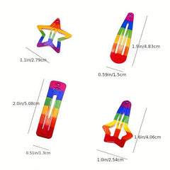 10PCS Rainbow Snap Clip Hair Accessories Y2K Headdress