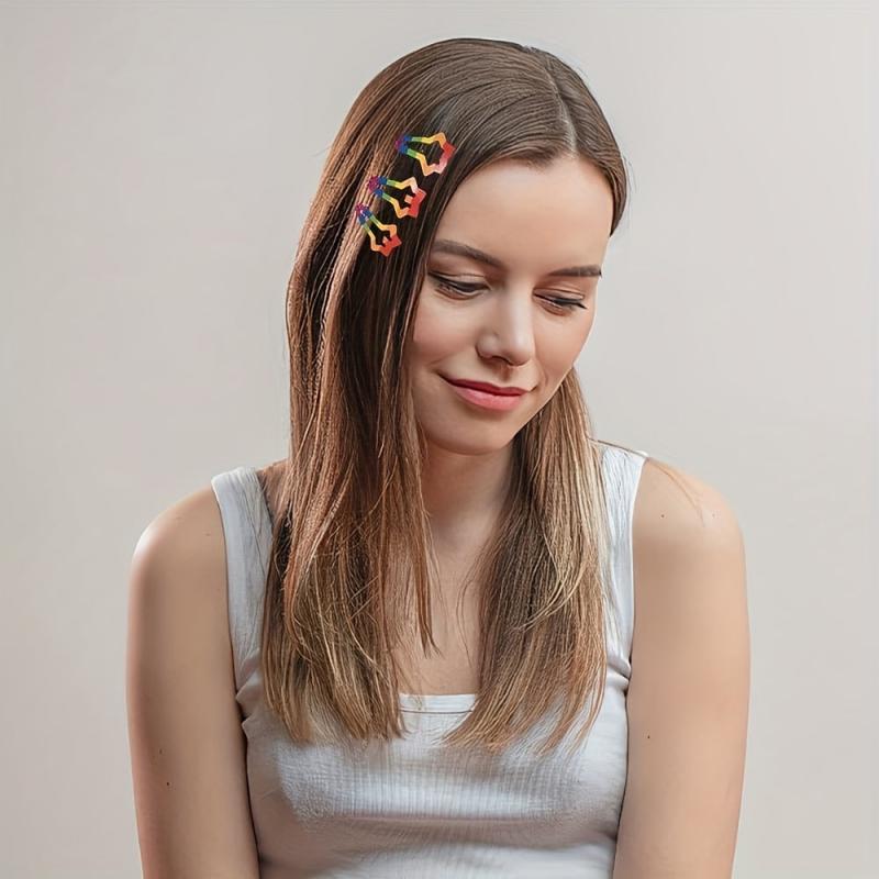10PCS Rainbow Snap Clip Hair Accessories Y2K Headdress