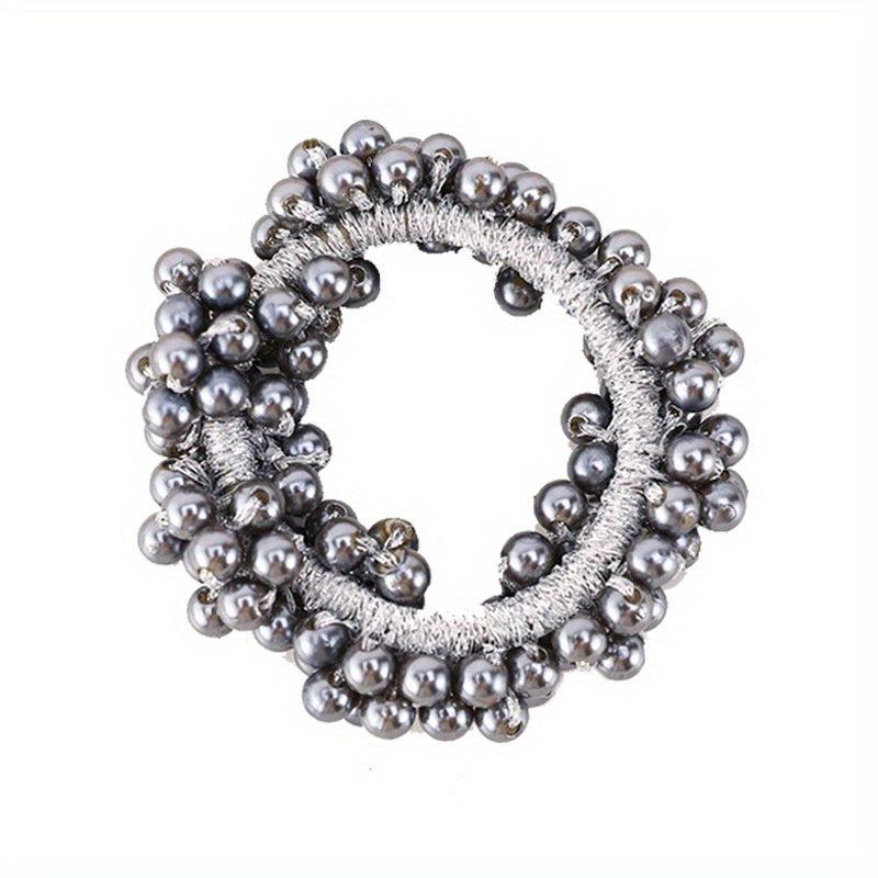 Faux Pearl Hair Tie Non Slip Scrunchie Ponytail Holder Elastic Hair Accessory