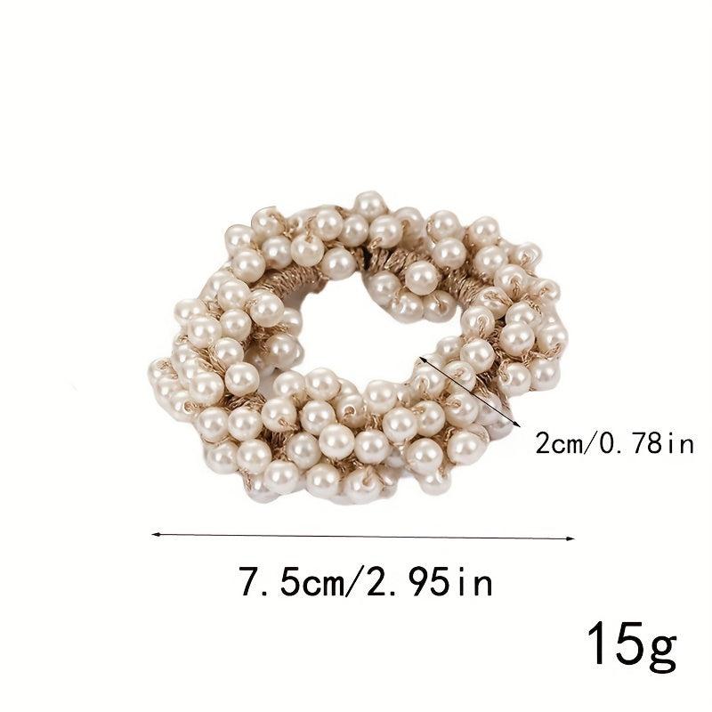 Faux Pearl Hair Tie Non Slip Scrunchie Ponytail Holder Elastic Hair Accessory