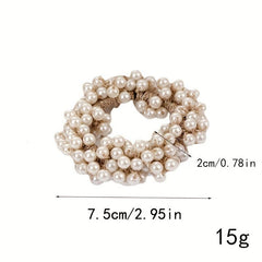 Faux Pearl Hair Tie Non Slip Scrunchie Ponytail Holder Elastic Hair Accessory
