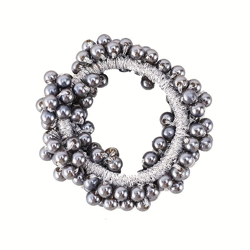 Faux Pearl Hair Tie Non Slip Scrunchie Ponytail Holder Elastic Hair Accessory