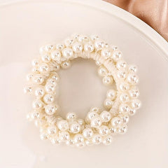 Faux Pearl Hair Tie Non Slip Scrunchie Ponytail Holder Elastic Hair Accessory