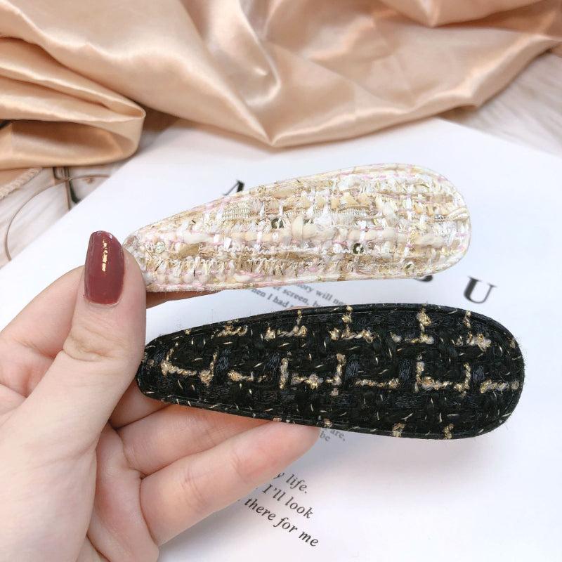 Tweed Snap Clip Style Hair Clip Snap Clip For Side Hair Bang