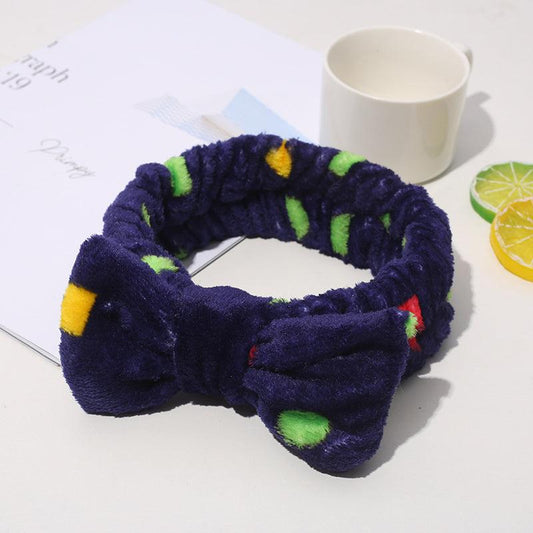 Cartoon Plush Headband Bow Female SPA Face Wash Winter Headband
