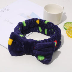 Cartoon Plush Headband Bow Female SPA Face Wash Winter Headband