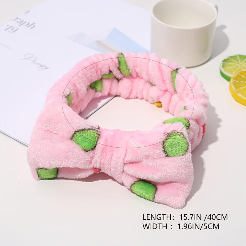 Cartoon Plush Headband Bow Female SPA Face Wash Winter Headband