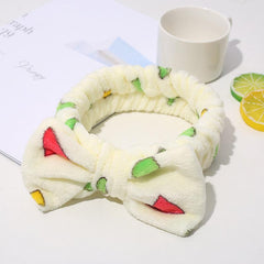 Cartoon Plush Headband Bow Female SPA Face Wash Winter Headband