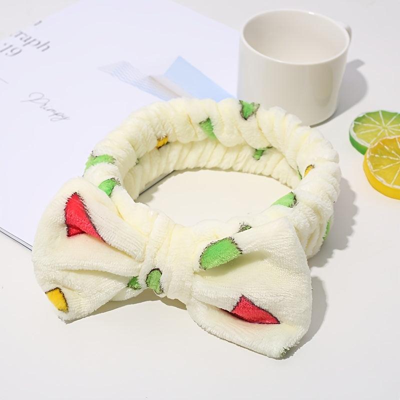 Cartoon Plush Headband Bow Female SPA Face Wash Winter Headband