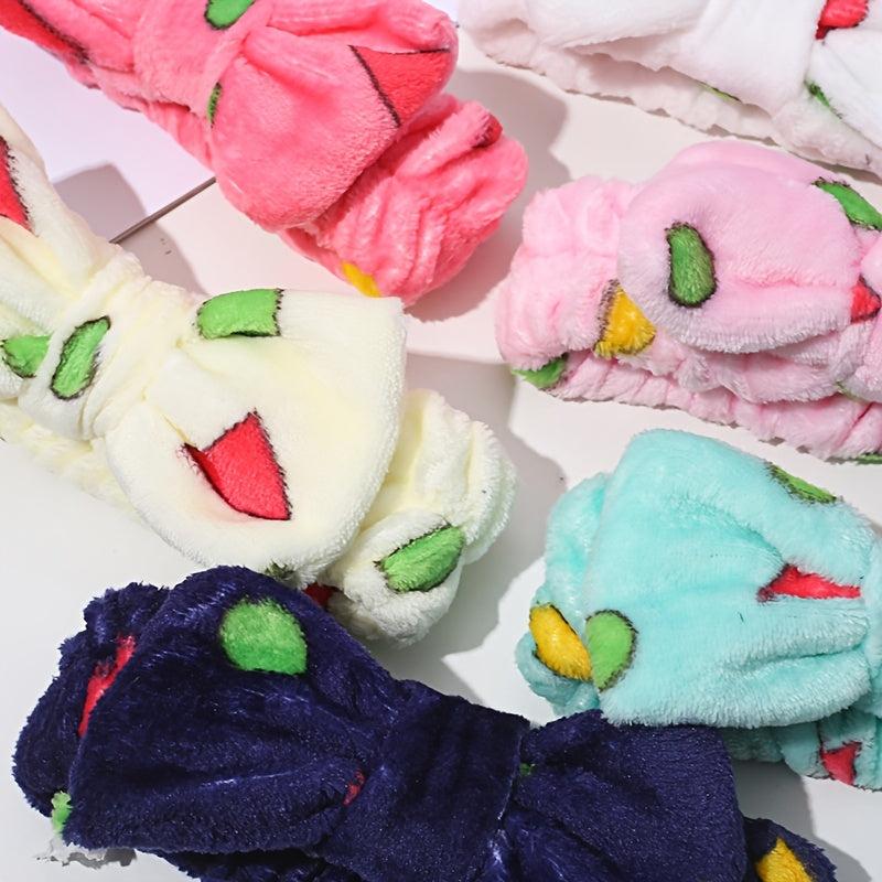 Cartoon Plush Headband Bow Female SPA Face Wash Winter Headband