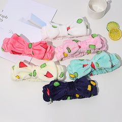 Cartoon Plush Headband Bow Female SPA Face Wash Winter Headband