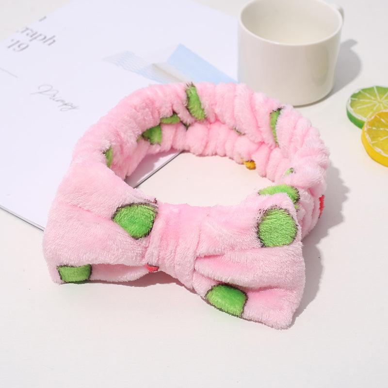 Cartoon Plush Headband Bow Female SPA Face Wash Winter Headband
