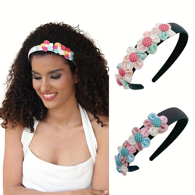Flower Headband Hair Band Floral Print Head Hoop for Women Girls Party