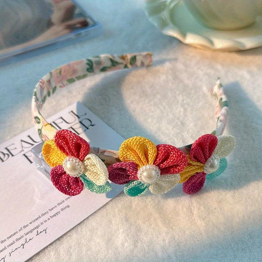 Flower Headband Hair Band Floral Print Head Hoop for Women Girls Party