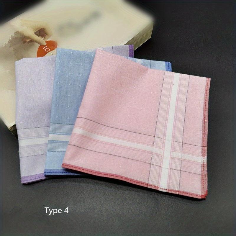 Plaid Striped Handkerchief Classic Vintage Cotton Soft Hankies