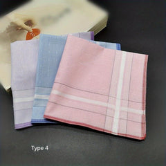 Plaid Striped Handkerchief Classic Vintage Cotton Soft Hankies