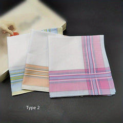 Plaid Striped Handkerchief Classic Vintage Cotton Soft Hankies