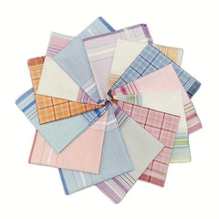 Plaid Striped Handkerchief Classic Vintage Cotton Soft Hankies