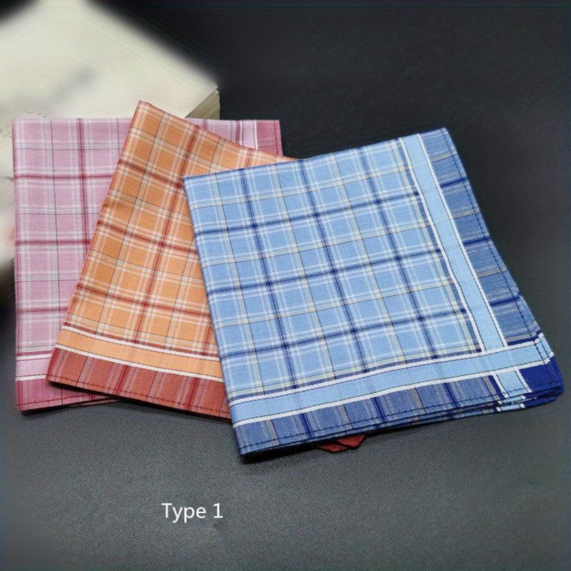 Plaid Striped Handkerchief Classic Vintage Cotton Soft Hankies