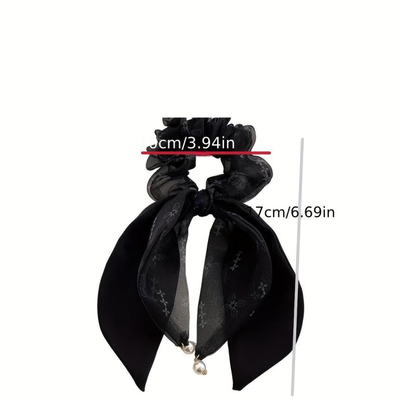 Organza Scrunchies Lucky Clover Hair Rope Ponytail Holder Women Girls