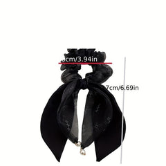 Organza Scrunchies Lucky Clover Hair Rope Ponytail Holder Women Girls