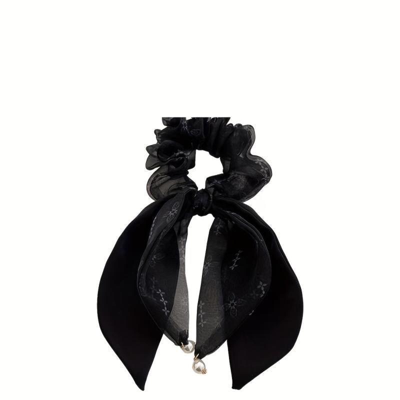 Organza Scrunchies Lucky Clover Hair Rope Ponytail Holder Women Girls