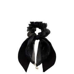 Organza Scrunchies Lucky Clover Hair Rope Ponytail Holder Women Girls