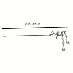 Vintage Hairpin With Faux Pearl Tassel Metal Hair Stick