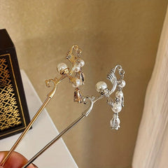 Vintage Hairpin With Faux Pearl Tassel Metal Hair Stick