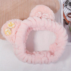 Cat Ears Bundle Headband Plush Hair Band Wash Face Spa