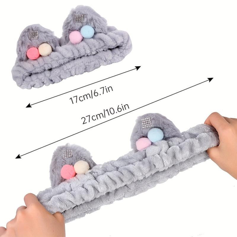 Cat Ears Bundle Headband Plush Hair Band Wash Face Spa