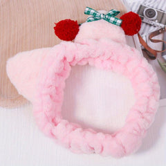 Cat Ears Bundle Headband Plush Hair Band Wash Face Spa