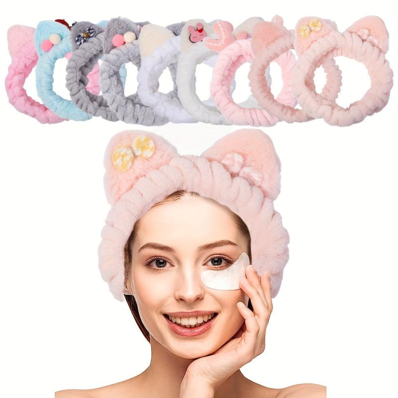 Cat Ears Bundle Headband Plush Hair Band Wash Face Spa