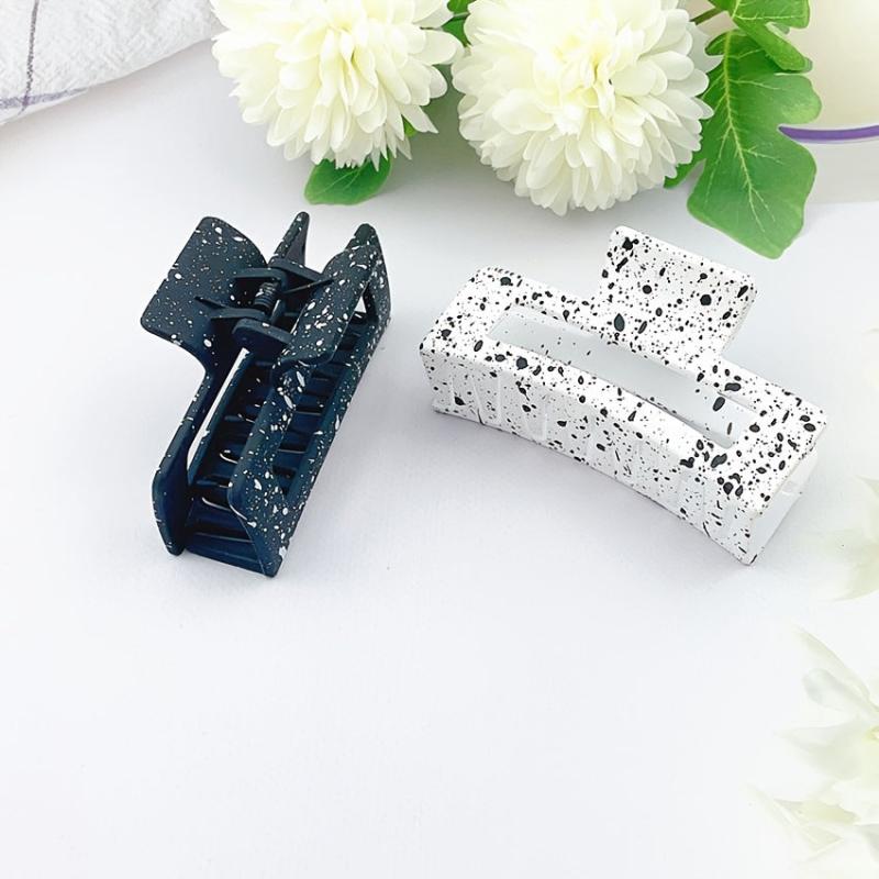 2pcs Square Hair Claw Hair Clip Matte Hair Clip Patterned Hair Claw