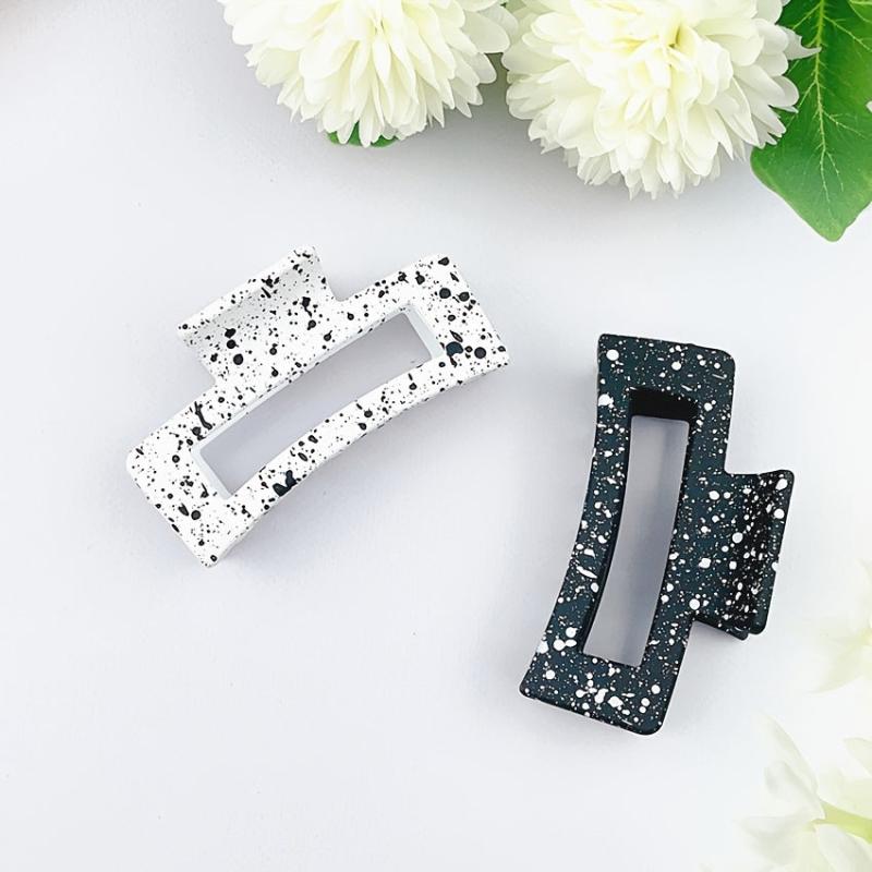 2pcs Square Hair Claw Hair Clip Matte Hair Clip Patterned Hair Claw