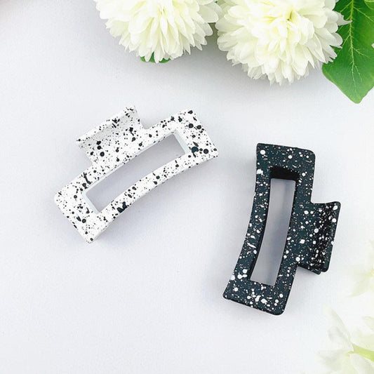 2pcs Square Hair Claw Hair Clip Matte Hair Clip Patterned Hair Claw