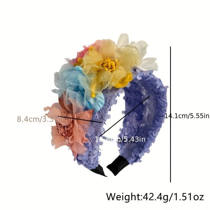 Flower Lace Headband Wide Brim Head Hoop Solid Headdress