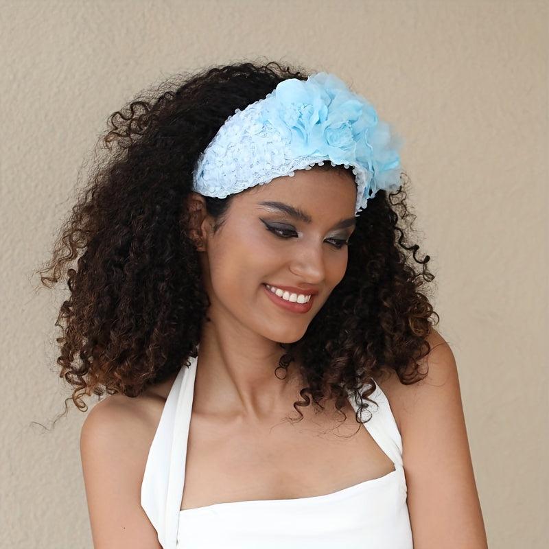 Flower Lace Headband Wide Brim Head Hoop Solid Headdress
