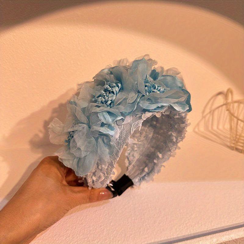 Flower Lace Headband Wide Brim Head Hoop Solid Headdress