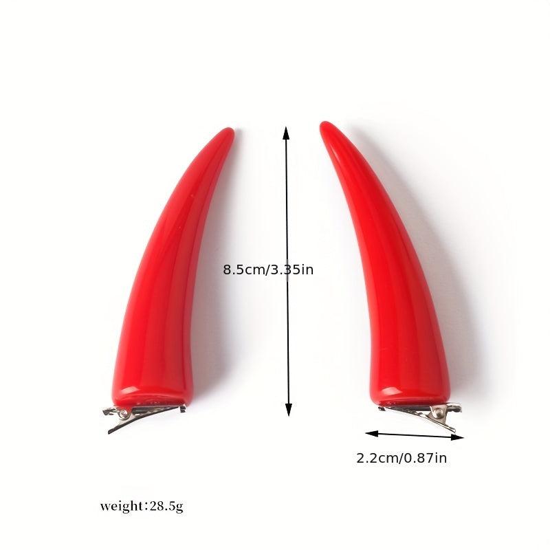 Red Devil Horn Decor Hair Clip Duck Billed Clip Halloween Cosplay Accessory
