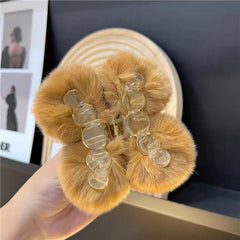 Faux Fur Pom Pom Hair Claw Clip Non Slip Strong Hold Grip Hair Jaw Clip
