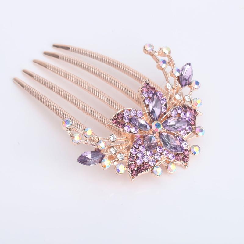 Alloy Flower Rhinestone Hair Comb Hairpin Party Favor Decorations
