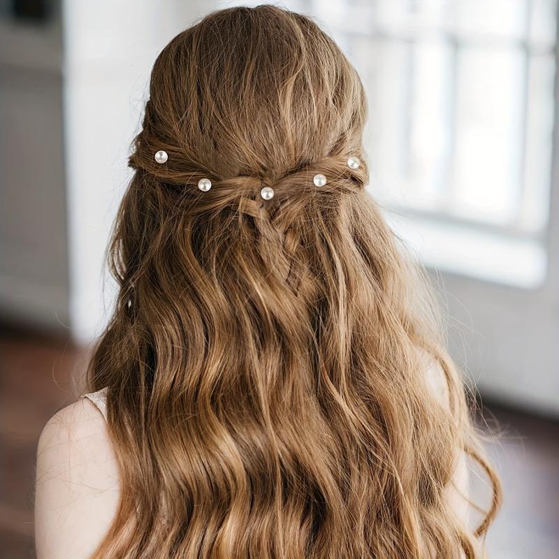 6pcs Spiral Hair Ring with Star Decor and Faux Pearl - for Braids and Ponytail
