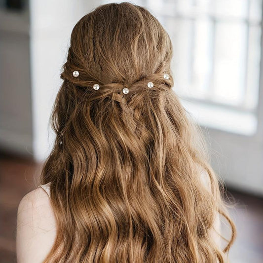 6pcs Spiral Hair Ring with Star Decor and Faux Pearl - for Braids and Ponytail