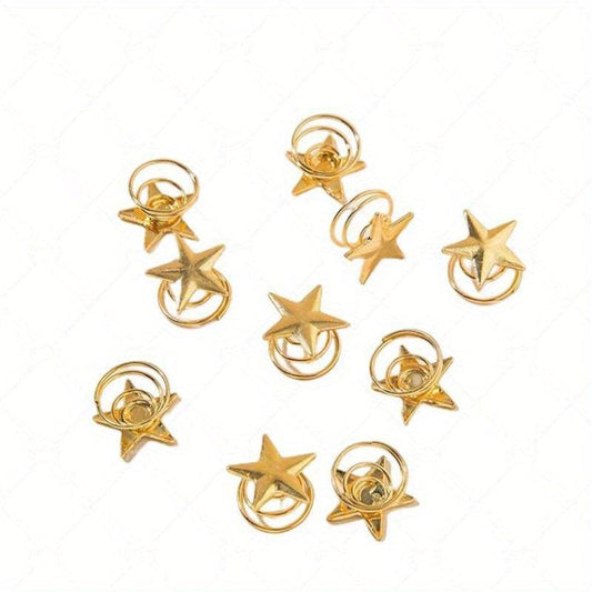 6pcs Spiral Hair Ring with Star Decor and Faux Pearl - for Braids and Ponytail