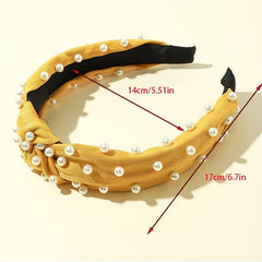 Pearl Headband Twisted Faux Velvet Bling Hair Clip Hairpins