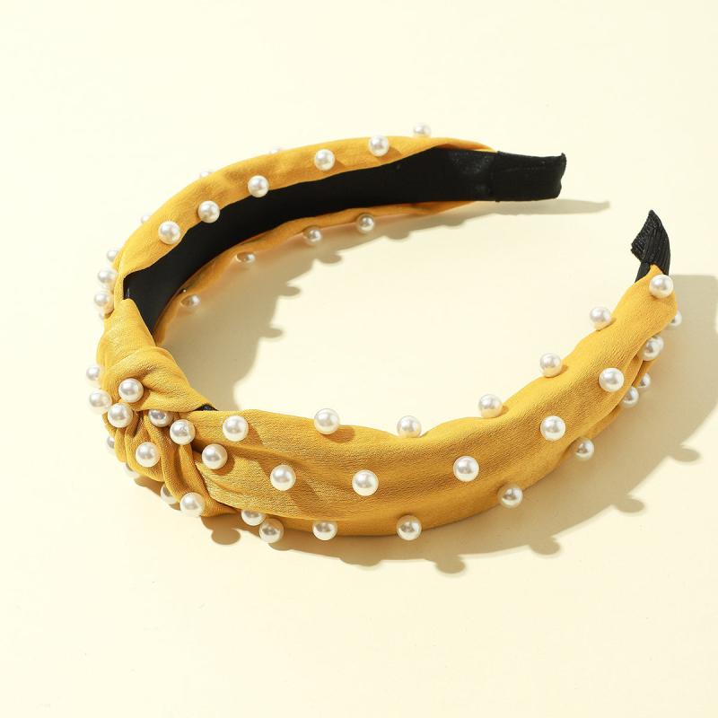 Pearl Headband Twisted Faux Velvet Bling Hair Clip Hairpins